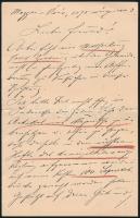 1898 Linhart György (1844-1925) botanikus, mikológus saját kézzel írt levele Mágócsy-Dietz Sándor (1855-1945) botanikusnak gombákról német nyelven / Letter about funghi