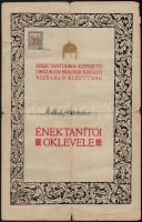 1918 Zeneakadémia, énektanítói oklevél Kodály Zoltán, Weiner Leó,  Kacsoh Pongrác és más neves tanár...