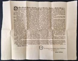 1768 Általános amnesztiát kihirdető rendelet cseh nyelven / General amnesty order in Czech language 48x40 cm
