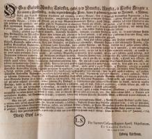 1768 Általános amnesztiát kihirdető rendelet cseh nyelven / General amnesty order in Czech  language...