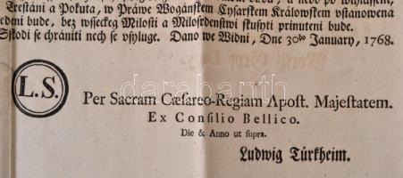 1768 Általános amnesztiát kihirdető rendelet cseh nyelven / General amnesty order in Czech  language...