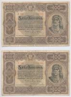 1920. 100K "Orell Füssli Zürich" (6x) nyomdahely jelöléssel T:III,III- kis szakadás