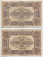 1920. 100K "Orell Füssli Zürich" (6x) nyomdahely jelöléssel T:III,III- kis szakadás