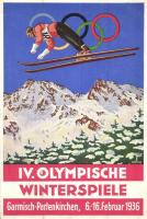 1936 Garmisch-Partenkirchen IV. Olympische Winterspiele / Winter Olympics in Garmisch-Partenkirchen advertisement card, So. Stpl s: Schroffner (gluemark)