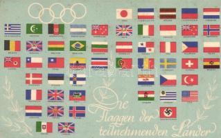 1936 Olympiajahr, Die Flaggen der teilnehmenden Länder. Reichssportverlag / Summer olympics, the flags of the participating countries