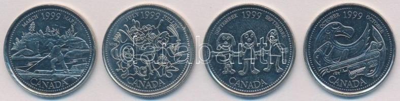 Kanada 1999. 25c Ni (4xklf) forgalmi emlékkiadás T:1-
Canada 1999. 25 Cents Ni (4xdiff) commemorati...