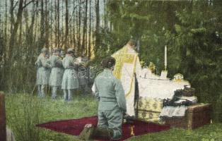 Feldmesse / Polní mse / Msza polna / Tábori mise az erdőben / WWI Austro-Hungarian K.u.K. military field mass with a priest in the woods (fl)
