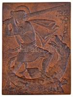 Iván István (1905-1968) DN "Szent György" öntött Br plakett, peremén sorszám (8.) (295g/11...