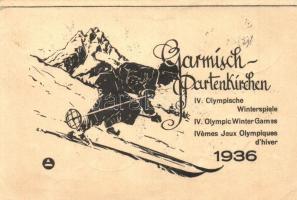 1936 Garmisch-Partenkirchen IV. Olympische Winterspiele / Winter Olympics in Garmisch-Partenkirchen advertisement card + So.Stp and stamps on the backside (EK)