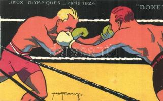 1924 Paris, Jeux Olympiques. Boxe / 1924 Summer Olympics advertisement postcard. Boxing. L. Pautauberge litho s: H. L. Roowy