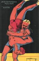 1924 Paris, Jeux Olympiques. Lutte / 1924 Summer Olympics advertisement postcard. Box match. L. Pautauberge litho s: H. L. Roowy