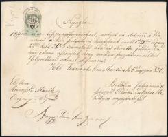 1856 3kr CM ollóval vágott okmánybélyeg Kaczorlak okmányon / document stamp cut with scissors