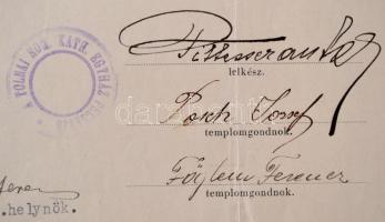 1935 Tolna alapítványi hozzájárulásról rendelkező Alapító levél 6 db okmánybélyeggel 42x35 cm