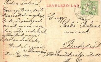 1909 Zboró, Zborov; Iskola és templom. Horovitz M. Ch. 606. / school and church (vágott / cut)