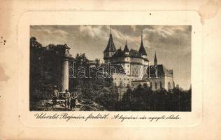 1910 Bajmócfürdő, Bojnicke kúpele; vár nyugati oldala. Gubits B. kiadása / Bojnicky Hrad / castle (EK)