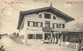 Going am Wilden Kaiser (Tirol), Wörgartners Gasthaus, K.u.K. Telefonstelle. O Blaschke / Wörgartners inn, restaurant and hotel, telephone point + K.u.K. Marschbataillon VI. 3. (EK)