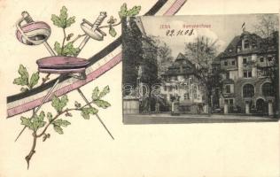 1908 Jena, Hercynenhaus. Verlag Ernst Gollub / Student fraternity house. Studentica, fencing art postcard (EB)