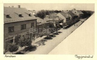 Komárom, Komárno; Nagyigmándi út, trafik, dohánybolt, Hacker Dezső üzlete és saját kiadása / street view, tobacco shop, publisher's shop