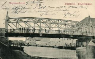 1909 Nagybecskerek, Zrenjanin, Veliki Beckerek; Erzsébet híd. Kiadja és kapható Schneider János könyvkereskedésében 1005. / bridge (EK)