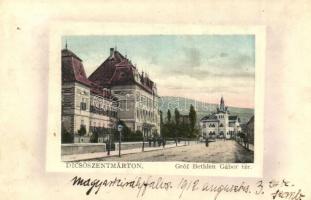 1912 Dicsőszentmárton, Tarnaveni, Diciosanmartin; Gróf Bethlen Gábor tér, villák. Jeremiás Sándor kiadása 3226. / square with villas