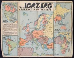 cca 1939 Az igazság tájékoztató térképe. Bp., Magyar Földrajzi Intézet, a széleken gyűrődésekkel, hajtásnyomokkal, 47x61 cm.