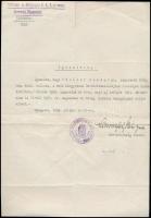 1939 Műegyetemi csendőrzászlóalj tagjának igazolása, katonai szolgálat teljesítéséről, pecséttel, aláírással