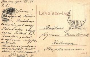 1908 Brassó, Kronstadt, Brasov; Fekete torony és evangélikus templom. W.L. 132. / Schwartzer Turm un...
