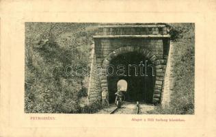 Petrozsény, Petrosani; Vasúti alagút a Boli barlang közelében, hajtány. W. L. Bp. 5404. / railway tunnel near Bolia cave, handcar