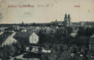 1909 Celldömölk, látkép és zsinagóga. W.L. Bp. 5532. Dinkgreve Nándor kiadása (EK)