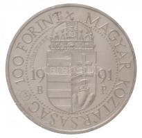 1991. 100Ft Cu-Ni "II. János Pál pápa látogatása" jelzett próbaveret T:BU / Hungary 1991. ...