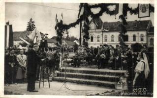 1940 Szászrégen, Reghin; bevonulás, Horthy Miklós, Teleki Pál, Purgly Magdolna / entry of the Hungarian troops (EK)