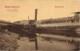 1909 Mohács, hajóállomás, gőzhajó. W.L. 791. (kissé ázott / wet damage)