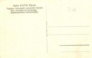 Magyarkanizsa, Ókanizsa, Stara Kanjiza; Bata Károly vas, szerszám üzlete és gazdasági gépkereskedése...
