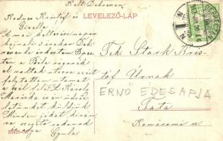 1913 Debrecen, látkép zsinagógával, automobil. Art Nouveau (EK)