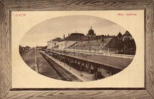 1916 Győr, MÁV Indóház, vasútállomás a vágányokkal
