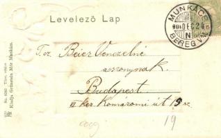 1906 Munkács, Mukacheve, Mukacevo; Városháza. Kiadja Grünstein Mór No. 6060. Virágos szecessziós dom...