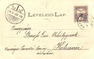 1901 Munkács, Mukacheve, Mukacevo; Munkácsi vár az emlékoszloppal. Kiadja Bertsik Emil / castle with...