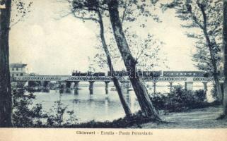 Chiavari, Entella, Ponte Ferroviario. E. Simoni / railway bridge, locomotive