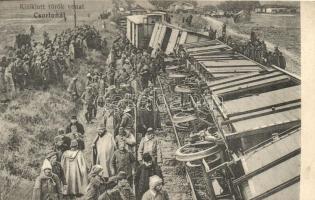 Kisiklott török vonat Csorlunál; vasúti szerencsétlenség / derailed Turkish train near Corlu; railway accident, disaster (EK)