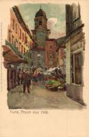 Fiume, Rijeka; Piazza dell Erbe / fruit market. Kuenstlerpostkarte No. 1137 von Ottmar Zieher, litho s: Raoul Frank