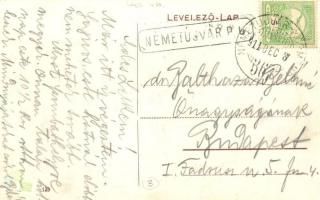 Németújvár, Güssing; Halastó, vár / lake, castle + 1911 Németújvár-Körmend vonat pecsét