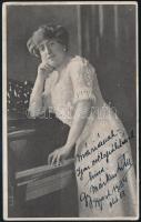 1934 Gy. Márkus Lily zongoraművésznő dedikált fotólapja,14x9 cm