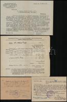 1930-1952 Balatonnal kapcsolatos tétel, 6 db MÁV menetjegy, 2 db balatonfüredi adóhivatali végzés és 1 db értesítés, valamint 2 db Balatonakarattyai Fürdőtelepi Egyesületi gépelt levél, és 1 db befizetési értesítés Akarattyai villatelkek intézőségétől, változó állapotban