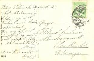 1911 Debrecen, Debreczeni Helyi Vasút Rt. (DHV) kisvasút a vasútállomás előtt, kalauz és cigány muzs...