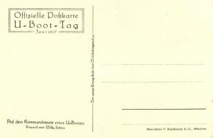 Auf dem Kommandoturm eines U-Bootes. Offizielle Postkarte U-Boot-Tag Juni 1917 / WWI German submarin...