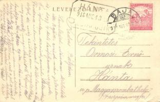 1918 Baja, Báró Eötvös utca, Goldschmidt és Takács, Schneitzer Ernő üzlete, Dávid Jakab fia és Kollá...