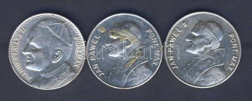 Lengyelország 1982. "II. János Pál pápa - Czestochowa" 3db 2klf variánsú Ffm emlékérem T:2