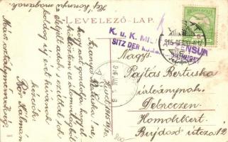 1916 Huszt, Chust; látkép / general view + K.u.K. Militärzensur Sitz der Kommission Huszt