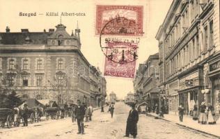 1923 Szeged, Kállai Albert utca, Grosz Testvérek, Vajda és Kúp Gyula és társa üzlete, lovaskocsik. TCV card