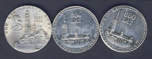 Lengyelország 1982. "II. János Pál pápa - Czestochowa" 3db 2klf variánsú Ffm emlékérem T:2